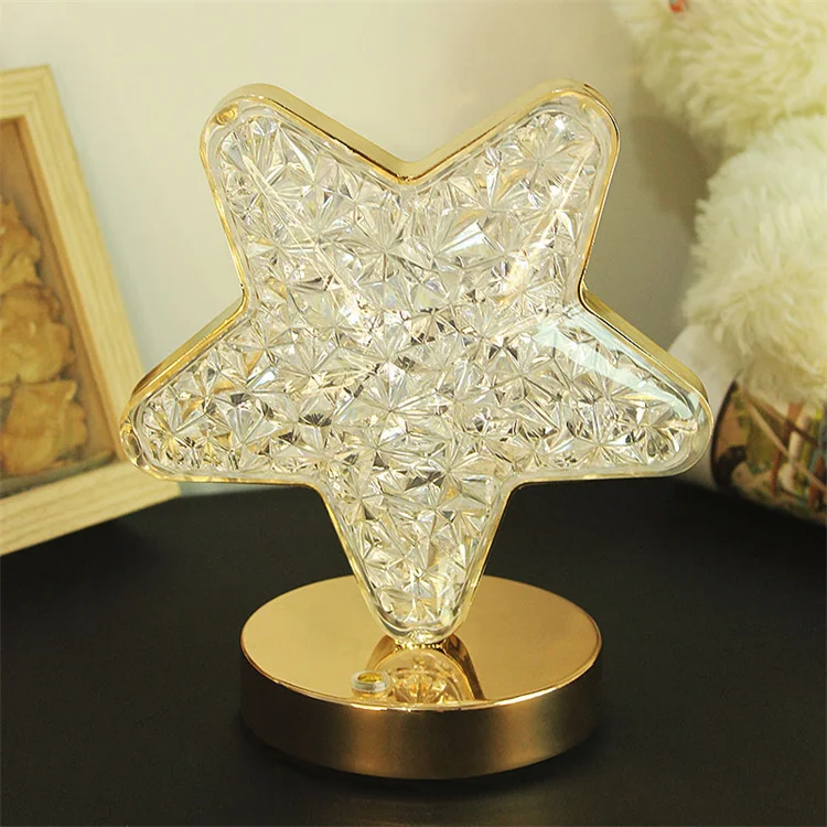 New Product USB Chargeable Touch Control 3 Colors Creative Crystal Acrylic Star Led Table Lamp for Decorate Space