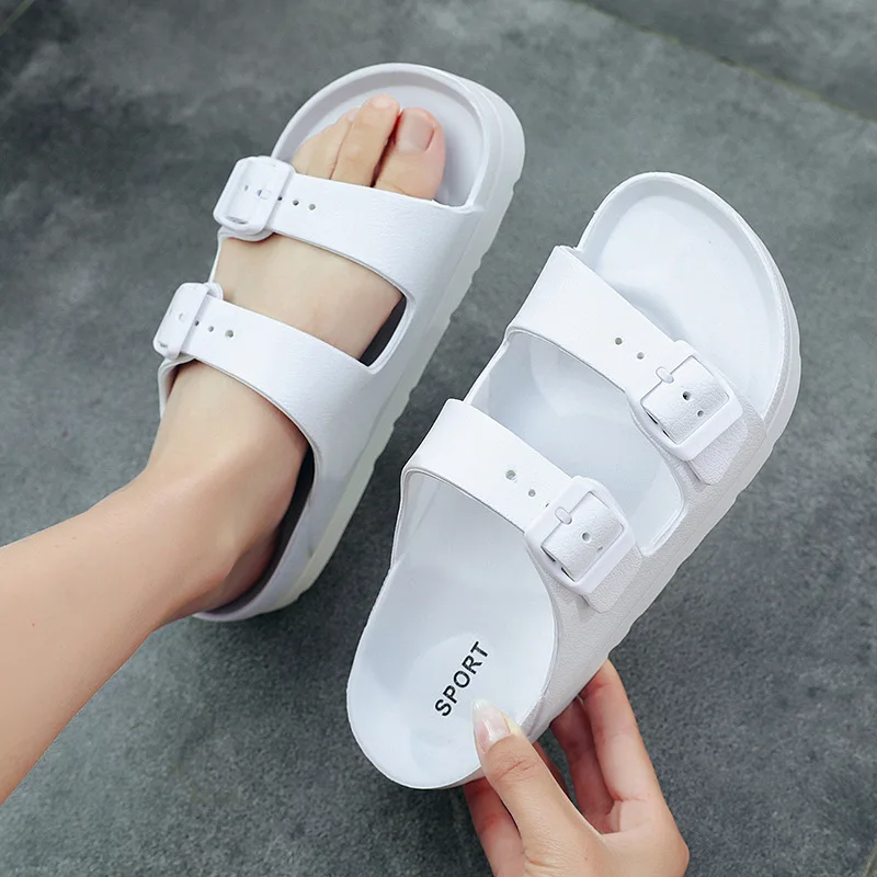 Zapatos Informales De Moda Para Mujer,Sandalias Deslizantes Con 2 Hebillas  De Color Sólido,Con Dos Correas,Para Playa Y Al Aire Libre,2022 - Buy Hebilla  Sandalias,Sandalias Zapatilla,Zapatilla Deslizante Product on Alibaba.com