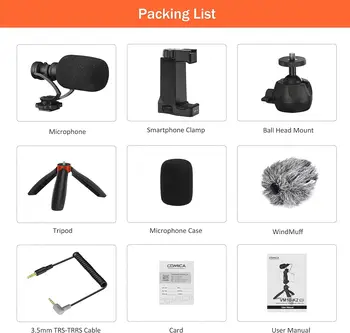 Comica Smartphone Microphone with Mini Tripod, CVM-VM10-K2 PRO Video Shotgun Mic for iPhone and Android Phones, Vlogging Kit product image