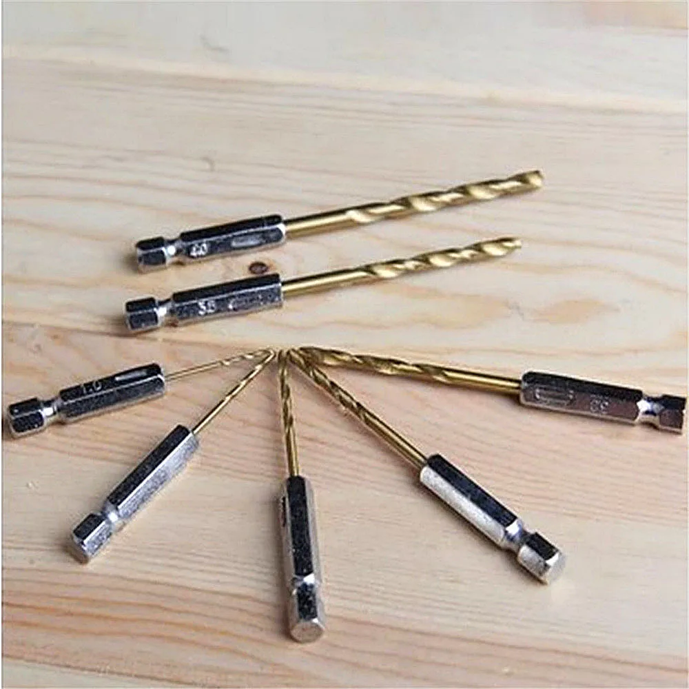 13-Piece Titanium Coated HSS Twist Drill Bit Set – 1/4" Hex Shank For Metal, Wood, Plastic (1.5mm-6.5mm)