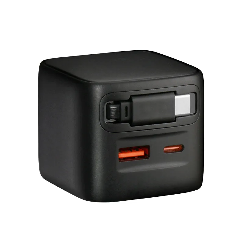 30W Fast Charger New Universal Type C Adapter with Retractable Cable GaN Technology Travel-for Laptop with OTP & OVP Protection