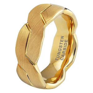 Coolstyle Jewelry 8mm Wholesale Gold Tungsten Ring for Men Women Fashion Engagement Wedding Band Domed Brushed Comfort Fit