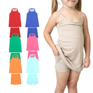 Professional Made Cool Summer Sleeveless Girl Yoga Set Breathable Pocket Spandex and Polyester Children Active Wear Girls Cloth