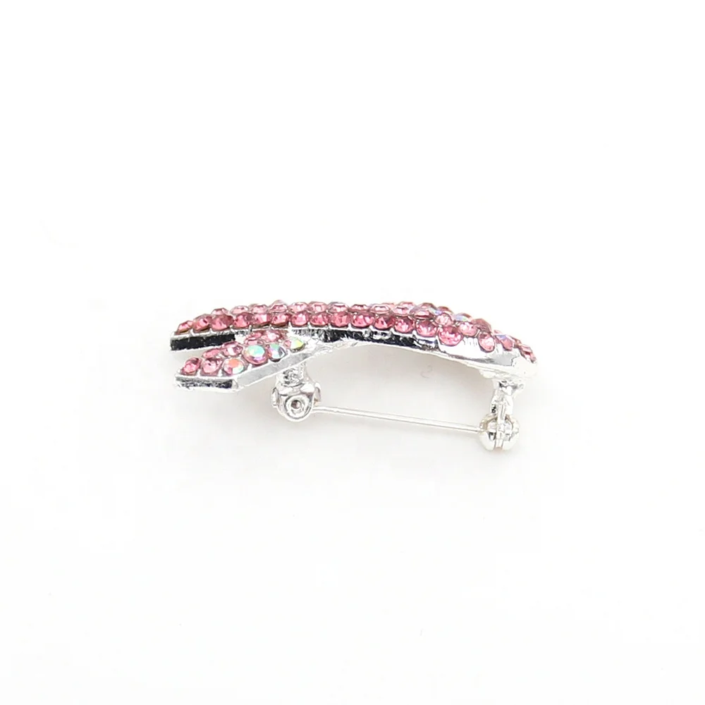 Pin's Ruban Rose Cristal - Broche Sensibilisation Cancer Du Sein, Pour Femme, Cadeau Soutien