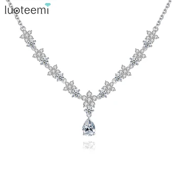 LUOTEEMI New Design Trendy Fashion Jewelry Diamond Cubic Zirconia Dainty for Lady Chain Necklace