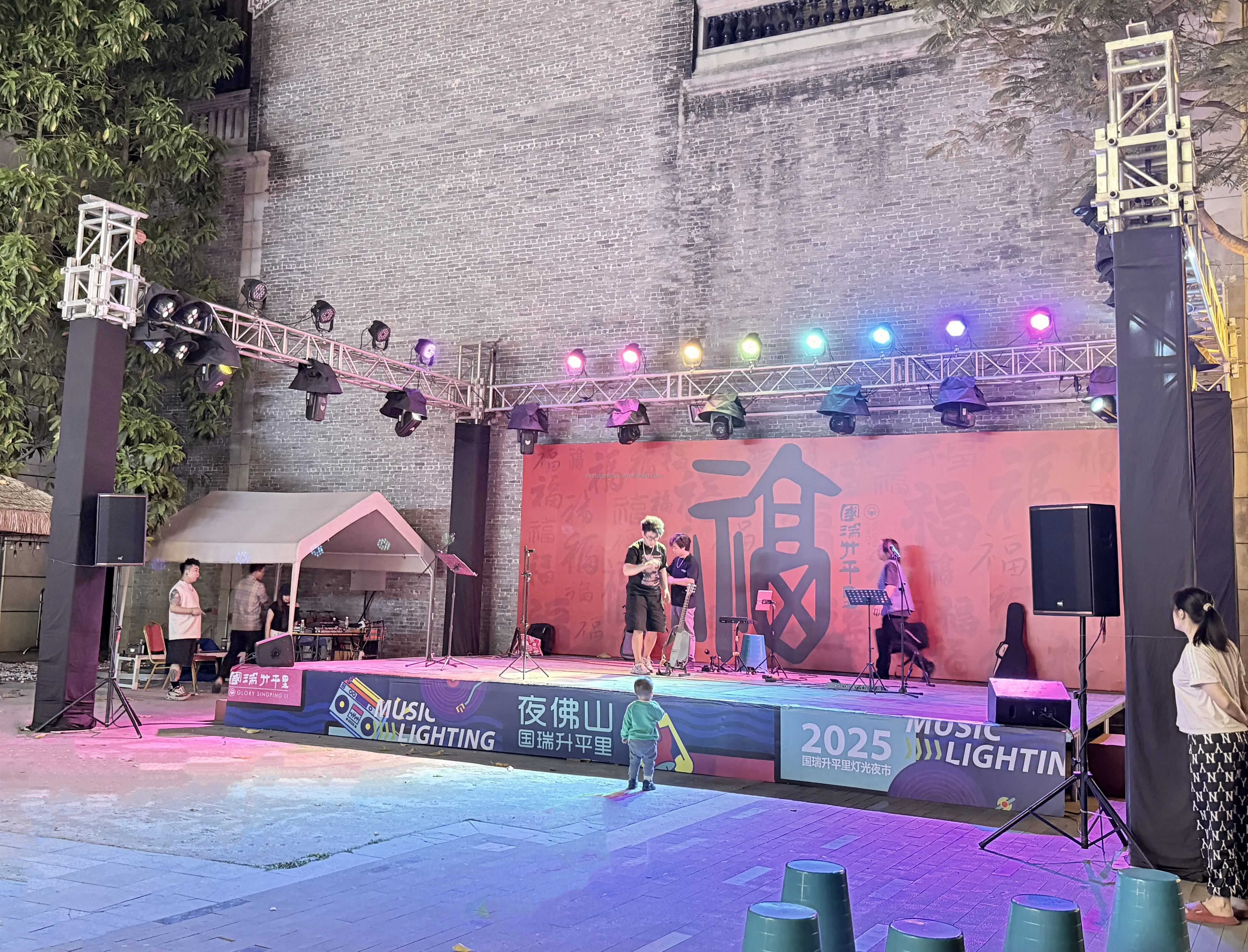 product aluminum small truss stage light speaker display lifting system for small outdoor performance small concert stage effect-3