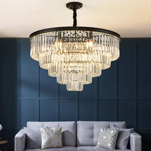 Hot Sale Restaurant Hotel Modern Gold Round Cake Shape Big Luxury K9 Crystal Chandelier