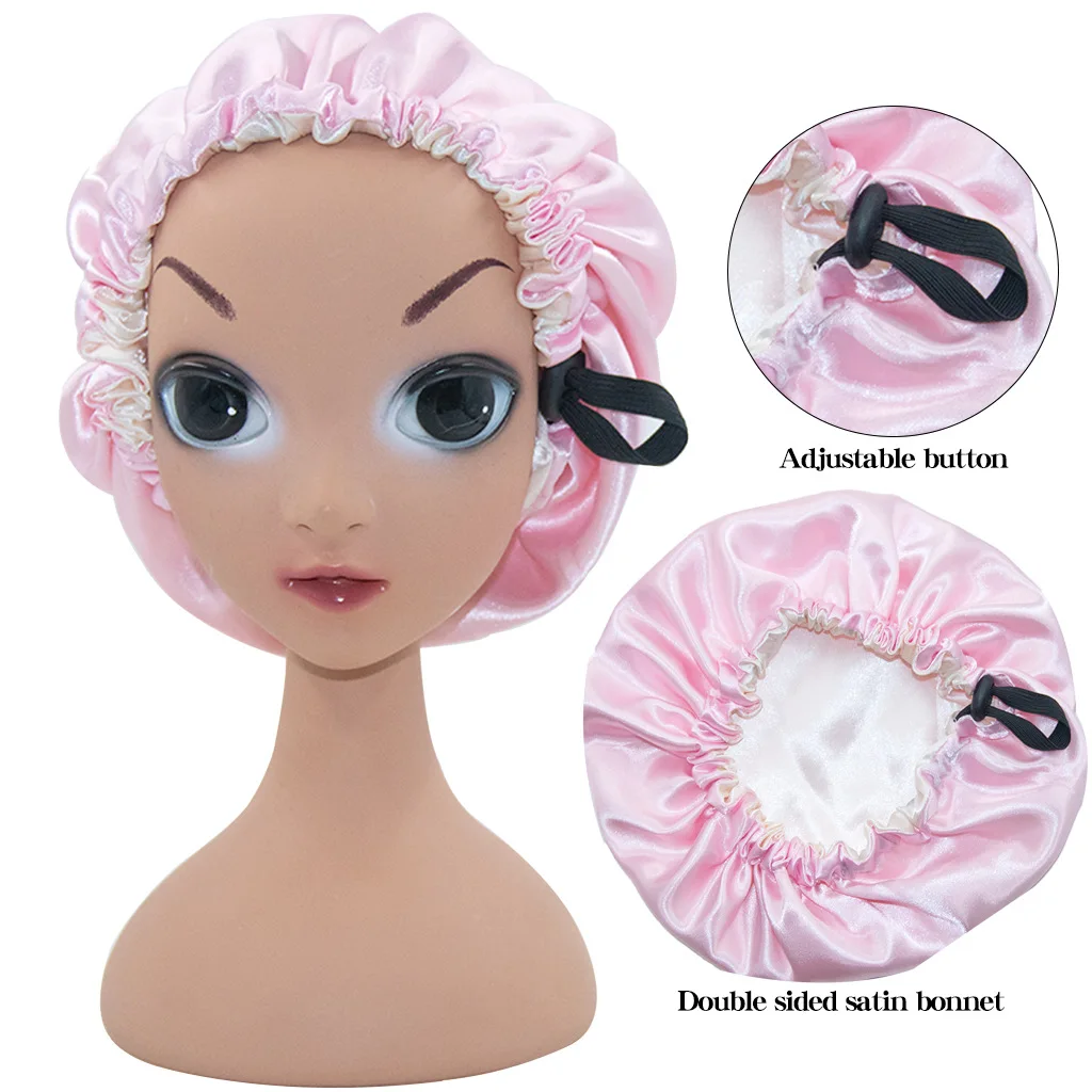 2024 новая детская цветная шапочка для сна модная эластичная волос регулируемая шапка на пуговицах