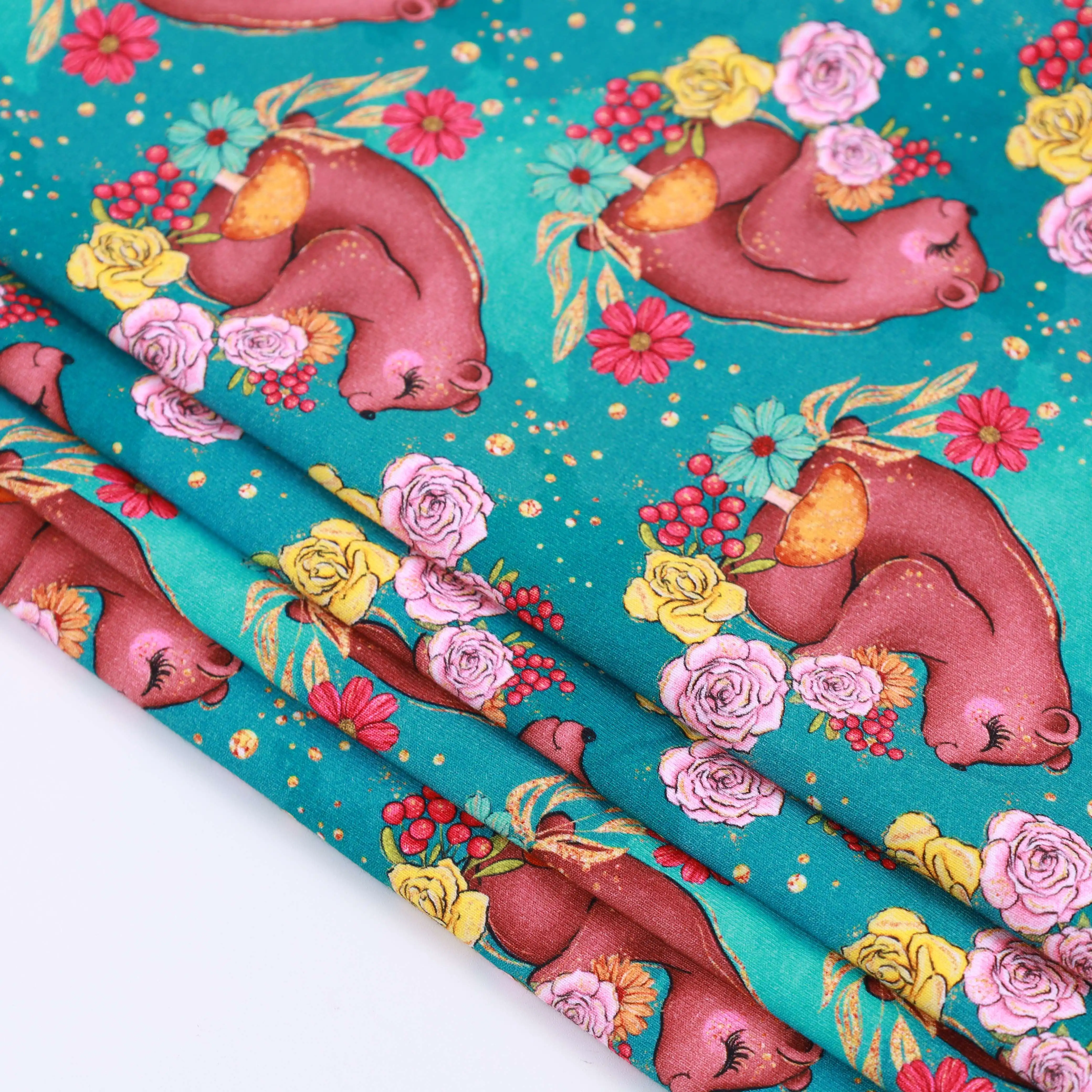 Wholesale 95 Cotton 5 Spandex 4 Way Stretch Knit Jersey Custom Printed Cotton Lycra Fabric By