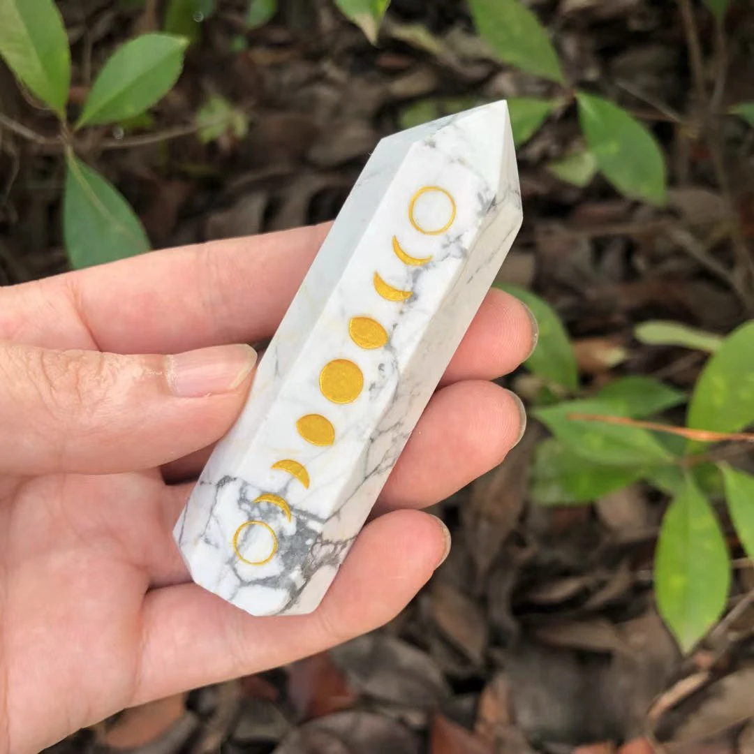 Custom Crystal Obelisk with Moon Phase Symbol Engraved Can Made Many Different Crystal Tower