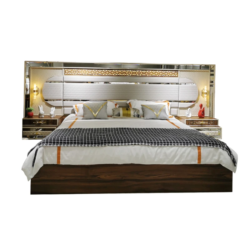 Latest Turkish Design Wood King Size Bedroom Set Modern Home Bedroom Furniture Set