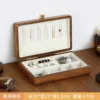 Large walnut jewelry box, white velvet cloth