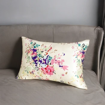 6A Grade Mulberry Silk Pillowcase for Hair and Skin Soft Cooling Both Sides Natural Slip Silk,Floral Print with Zipper