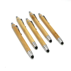Wholesale Promotional Cheap Eco Friendly Gift Wood Custom Logo Bamboo Ballpoint Ball Pen With Stylus