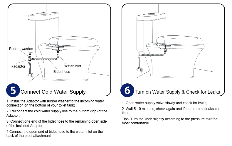 Bathroom Adjustable Water Pressure Toilet Bidet Sprayer Non Electric Ultra-Slim Dual Nozzle Shattaf Bidet Attachment factory