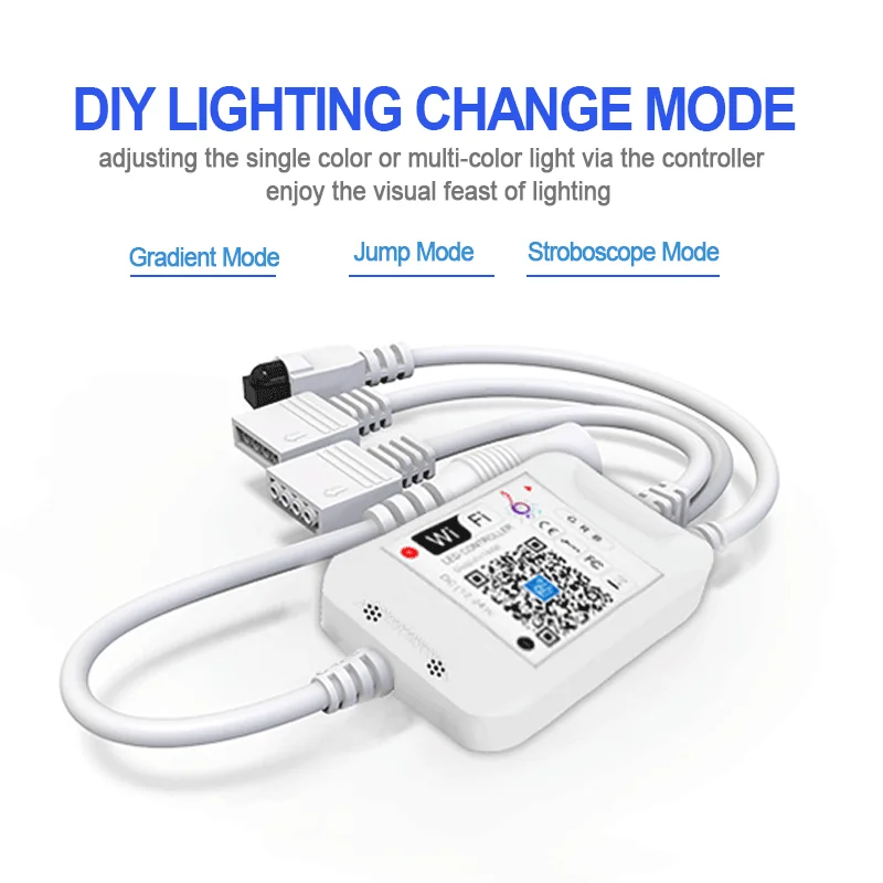 Google Assistant Home Amazon Alexa Double Load Output IR 24keys Voice Control Music RGB WiFi Controller for 5050 2835 Strips