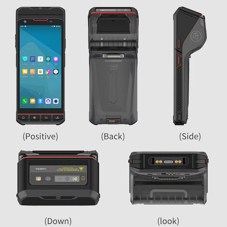 Rugged Warehouse Logistic Android 10 Wireless Barcode Scanner with Printer Handheld PDA Mobile Data Terminal