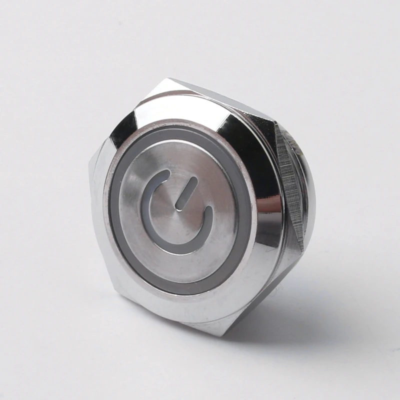 Промышленный 22 мм кнопочный 1NO кольцо 12 вольт Мгновенный 4 Терминал подсветкой металлический выключатель питания