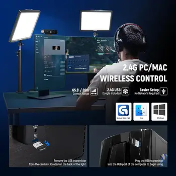 NEEWER GL1 PRO 15.5 Inch Key Light Streaming Video Light with 2.4G APP Control 2800LM LED Panel Light with Desk Clamp detail image