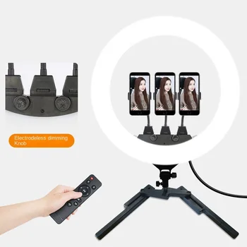 LED Ring Light F488 22 Inch Large Aperture Double Color Temperature Beauty Photography Live Anchor With Cargo Light detail image