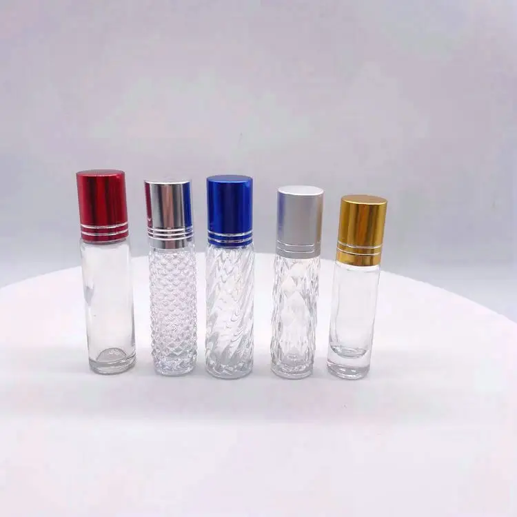 Wholesale Factory Direct 3ml 4ml 5ml 6ml 8ml 10ml 15ml Unique Design Steel clear Empty  Roll on Glass Bottle with Aluminium Cap