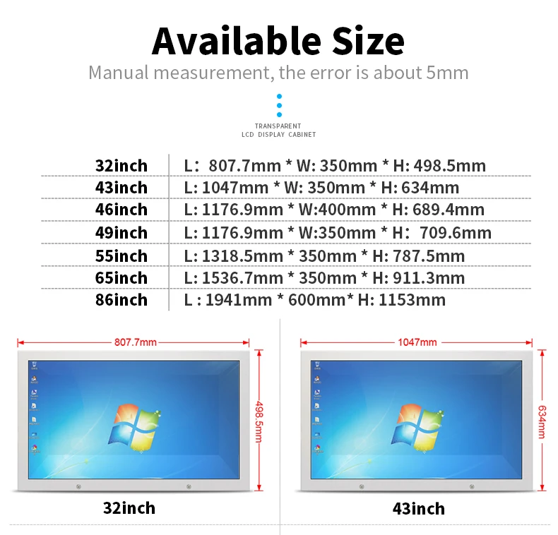 clear lcd touch screen free sample