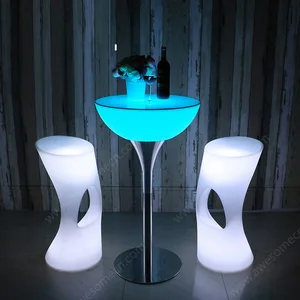 Portable Rechargeable LED Bar Table for Home & Club Dining Furniture with Lighting for Parties