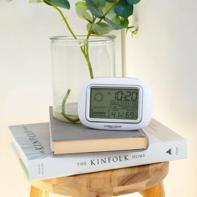 Led Digital Clock with Blue Backlight Multi Functional Digital Table Clock Weather Station Clock Time Date Calendar Temperature