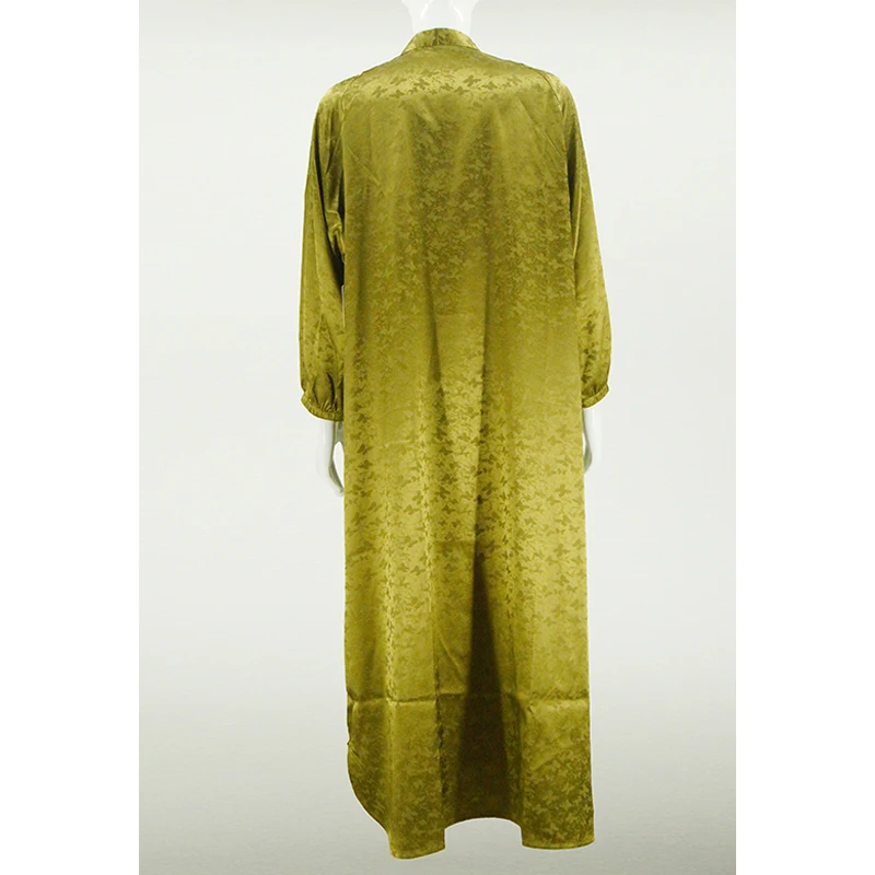 Muslim Arabian Fashion Floral Printing Stand Collar Bubble Sleeve Shirt Two-piece Set Modest Dress