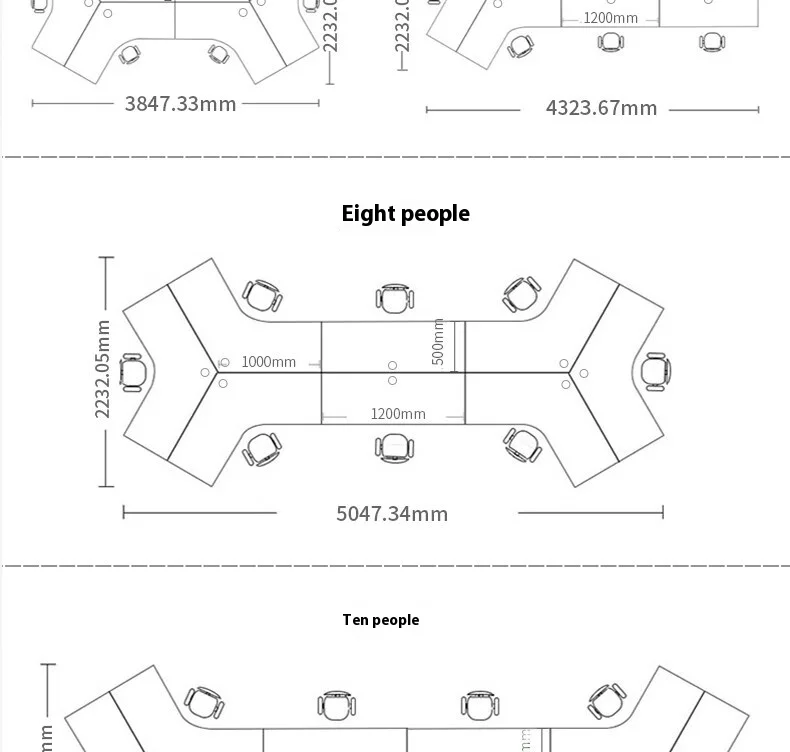 New Customizable Office Furniture Creative Staff Table Desk Office Modular Clerk Workstation 120 Degree L Simple Modern