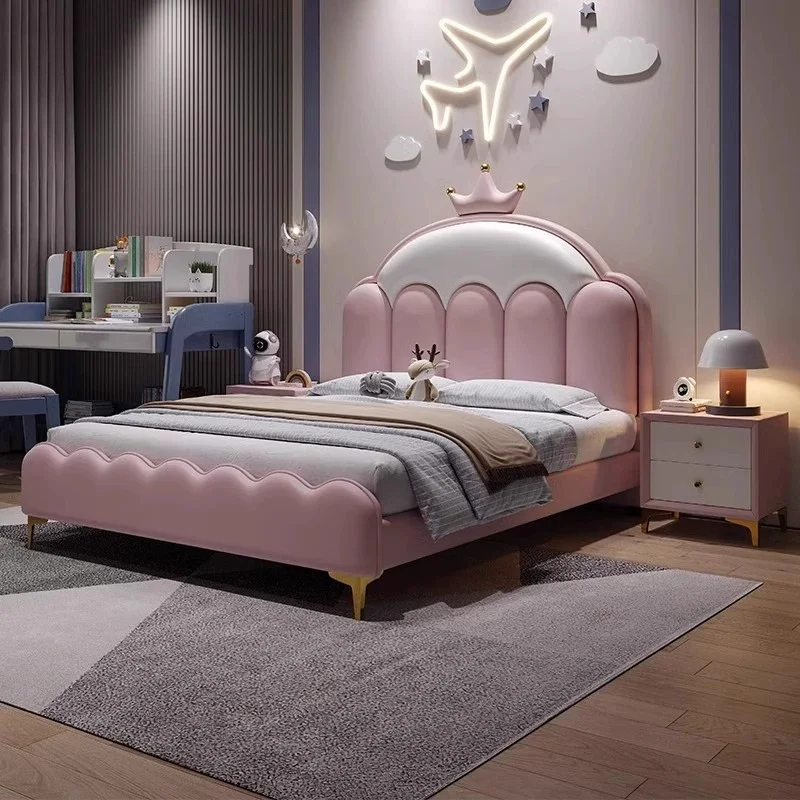 Children's Modern Simple Bedroom Pink Single Kid Solid Wood Boys