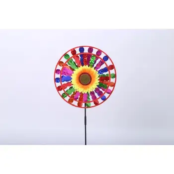 Factory Supply New Double Disk Sunflower Windmill Children's Toys Outdoor Activities Garden Decoration Plastic Windmill