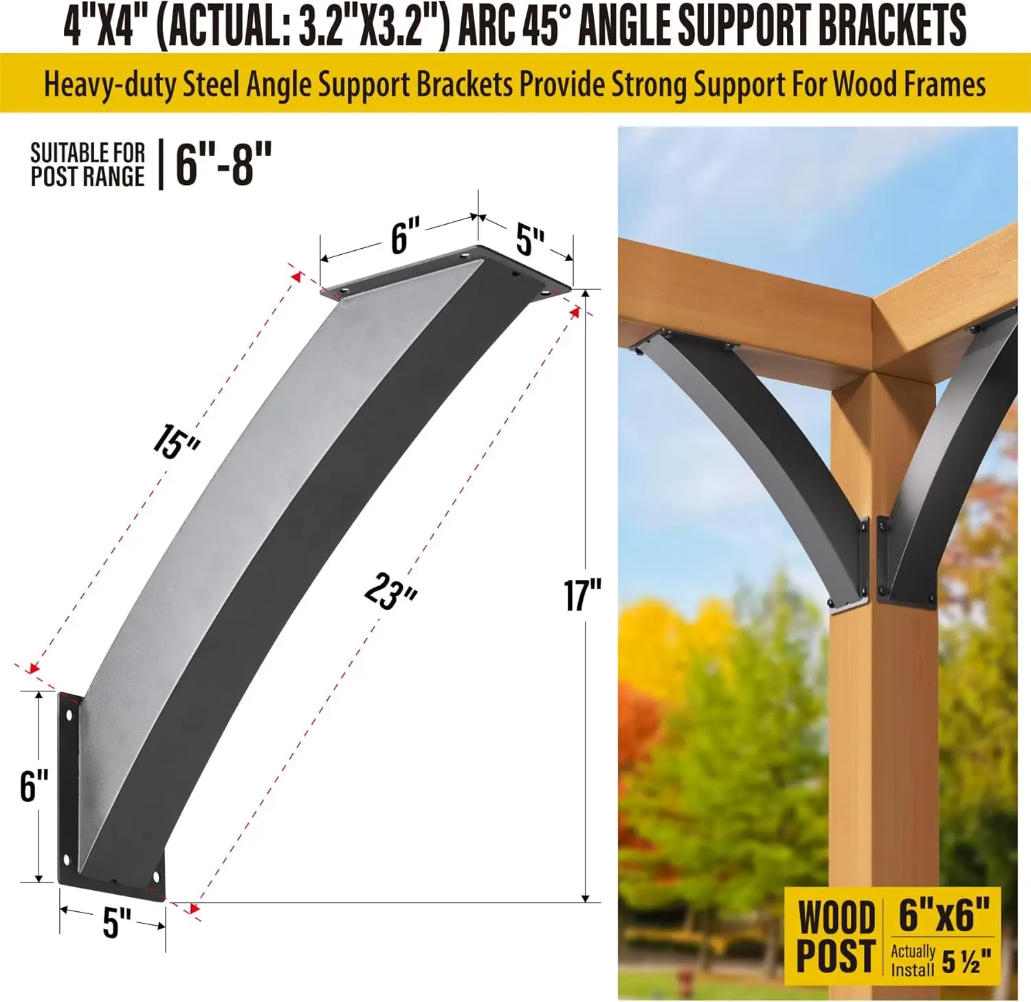 Heavy Duty 45° Angle Support Bracket for Gazebos, Decks, Porch, and ...