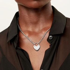 New Multi-Layer Creative Love Heart Chain Locket Alloy Pendant Necklace Chain Gold Long Lock Necklace for Men Women