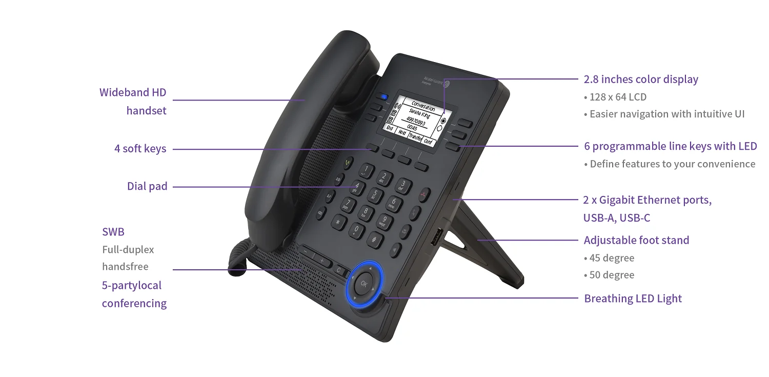 ALE Myriad Series SIP Phone DeskPhone M3 VoIP Home/Office Use IP/GSM ...