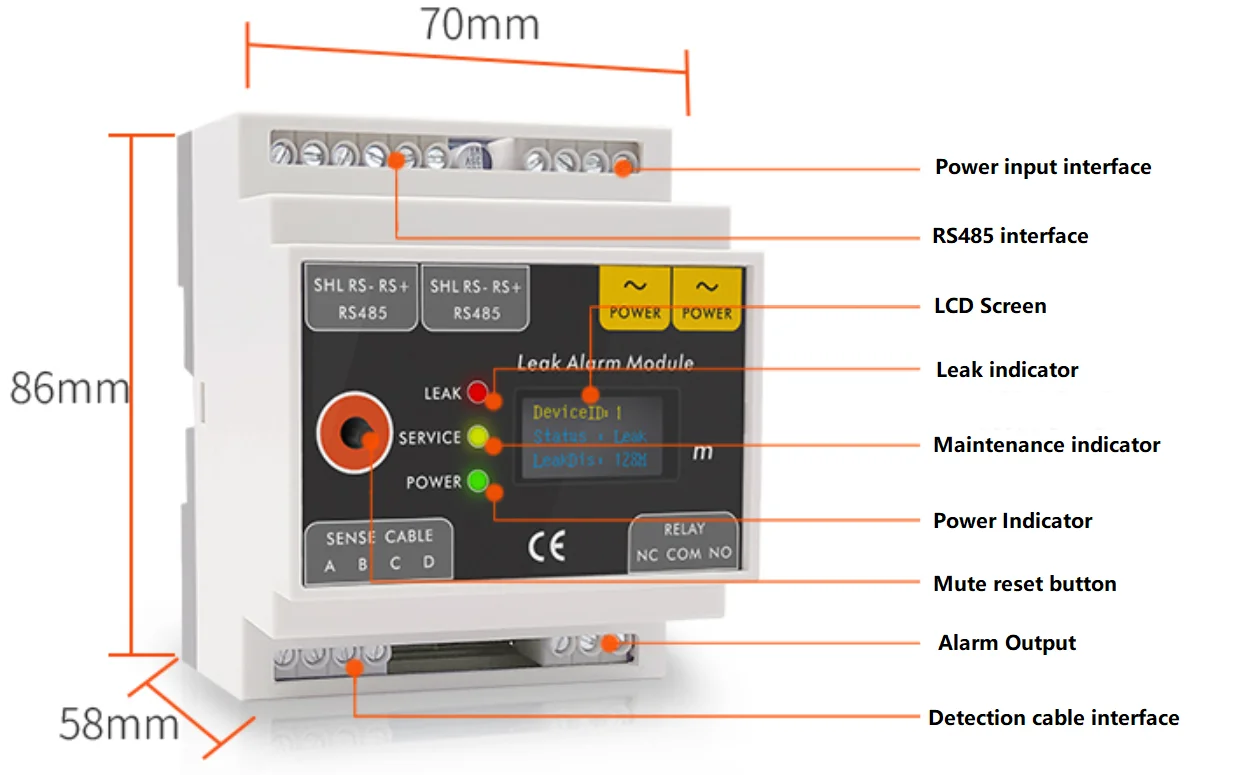 RS485 OUTPUT SMART PRECISE POSITIONING LOCATION WATER PIPE CABLE TYPE WATER LEAK DETECTOR