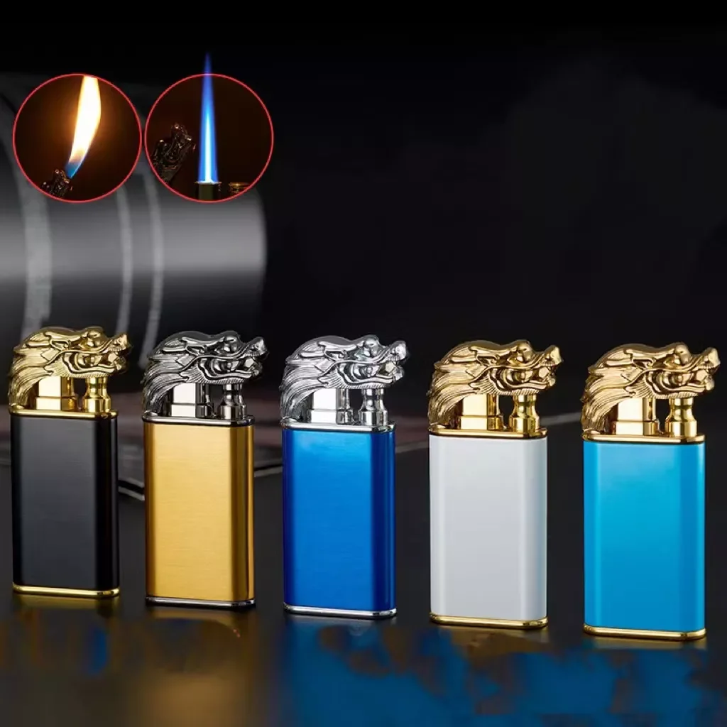 Jiaxin Newest Creativity Dragon/crocodile/dolphin Model Double Flame Lighter Dragon Flame