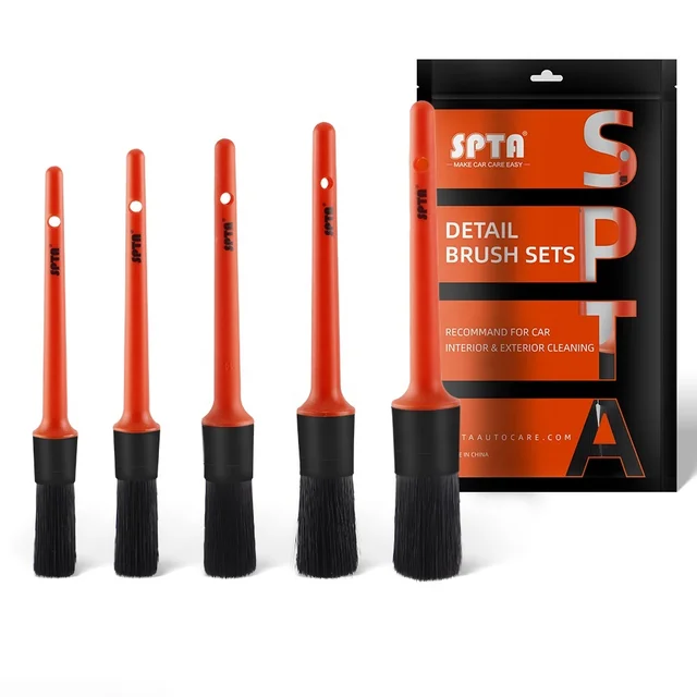 5Pcs PP Sharpening Fibre Hair Car Detailing Brush Cleaning Brushes Auto Detail Tools Soft Car Detailing Brush