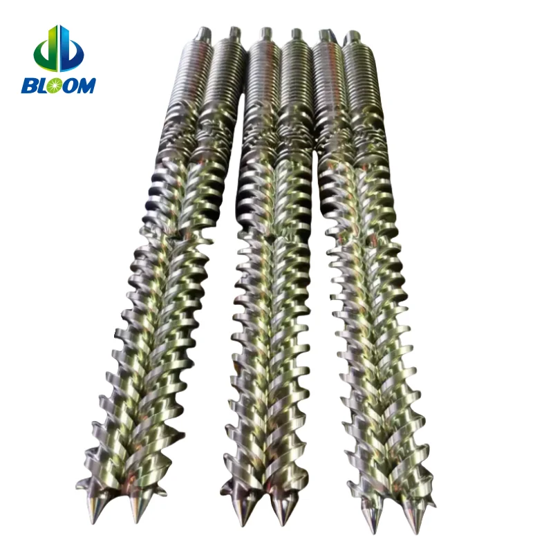 Twin Screw Conical Barrel and HDPE Twin Screw for PE Wood Plastic PVC EVA Production Plastic Extruder Parts