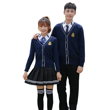 Customized Low Quantity School Students Uniforms Girls and Boys School Uniform 3 Pieces Suit Set Sweater+Shirt+Pant Skirt