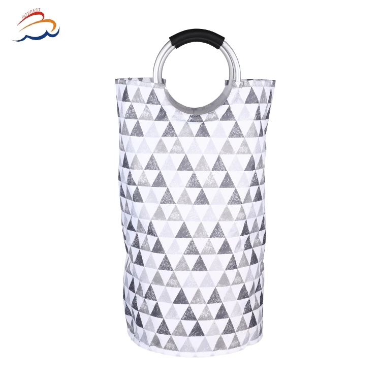 Custom Logo Printed Folding Clothes Washing Hamper Collapsible Laundry Basket Bag