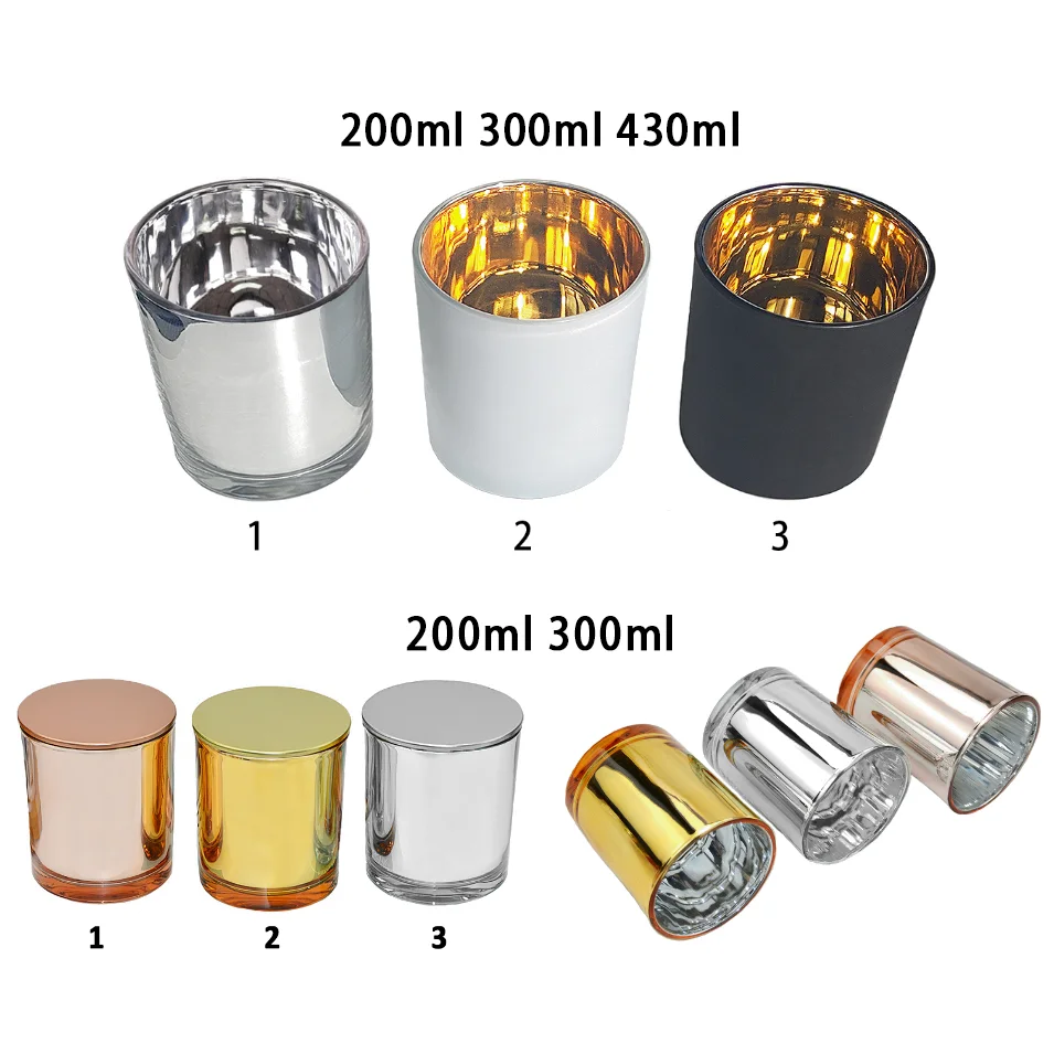 Wholesale Iridescent Candle Jars Glass Candle Vessel Unique,14oz Empty