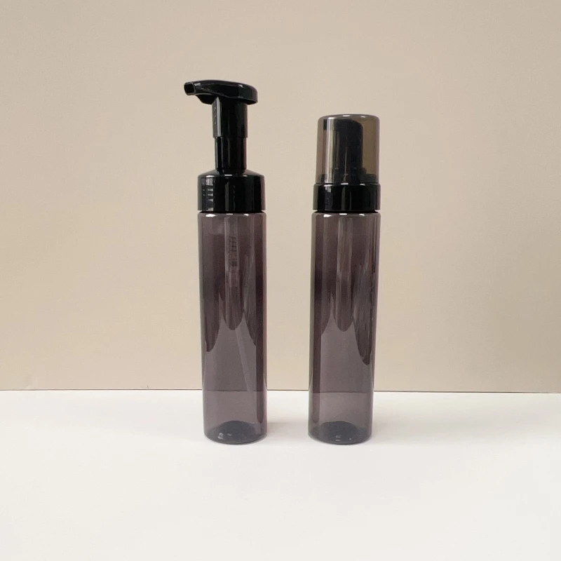 New 250ml Pet Mousse Foam Bottle Clear Black Plastic Foam Pump Bottle Cosmetic Packaging Plastic Bottle
