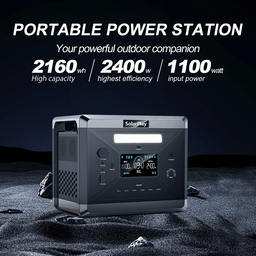 SolarPlay Q2501 ポータブル電源 2400W/2160Wh キャンプ用 4充電方法