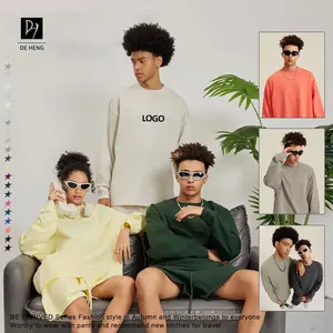 Custom Print Logo Blank Pure 100% Cotton Streetwear 305G T-Shirt Oversized T-Shirt Heavyweight Solid Long Sleeve Men T-Shirt