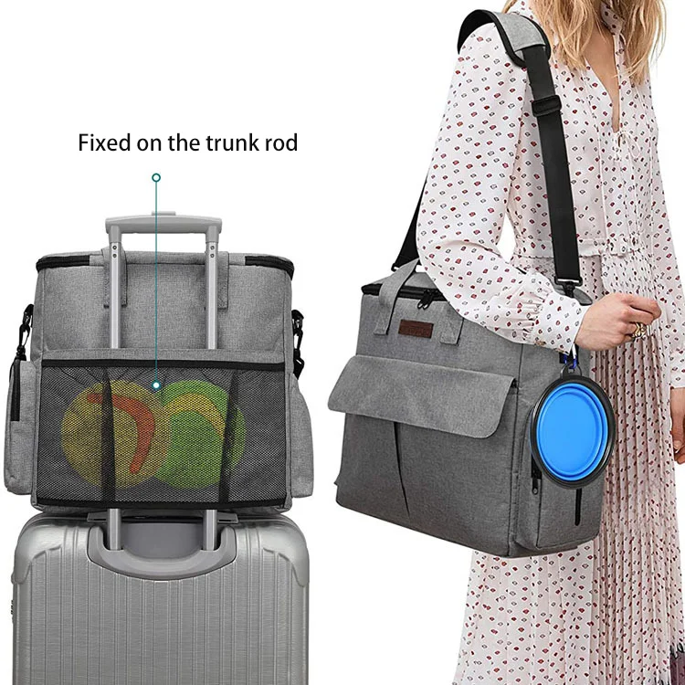 6 Set Dog Travel Bag,Large Pet Travel Kit For Supplies Includes 2 Food