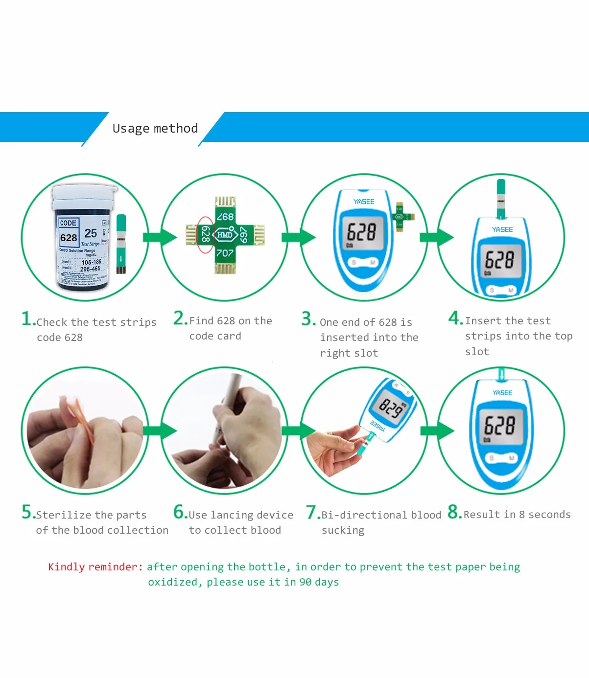 Yasee Home And Hospital Use Gluco Strip Diabetic Test Strips Blood Sugar Testing Equipment