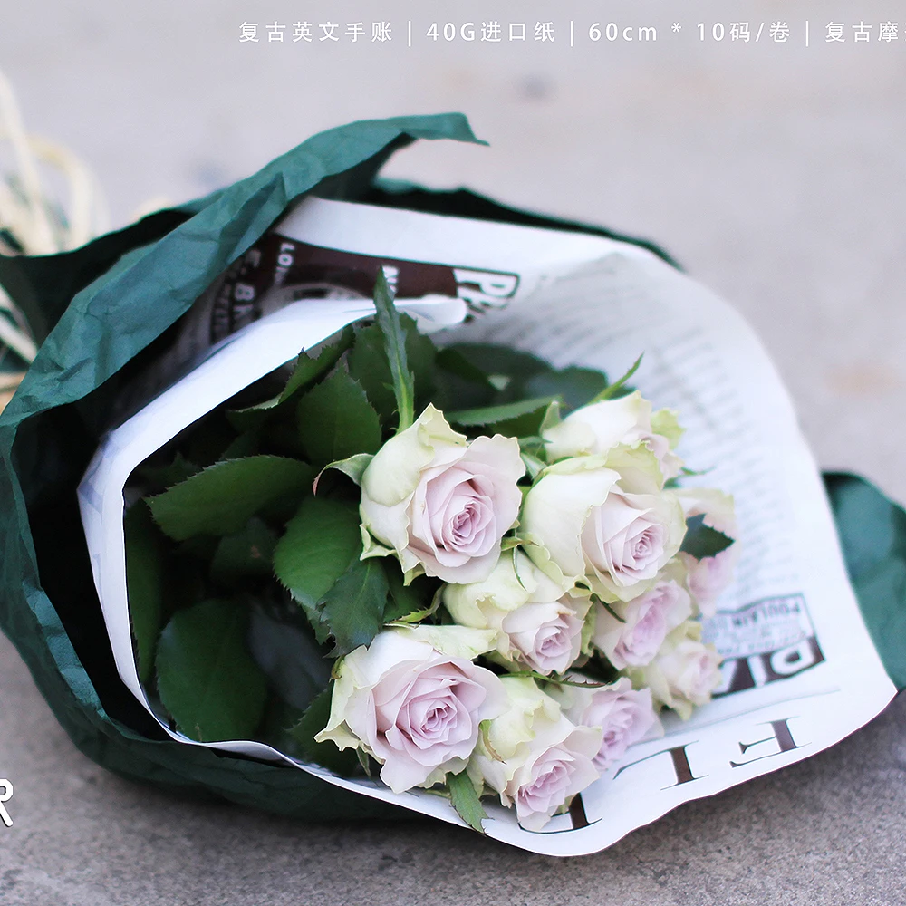 꽃다발 선물 영어 선물 상자 포장지 40g 웹 패션 패키지 꽃 종이 새로운 작은 종이 영어