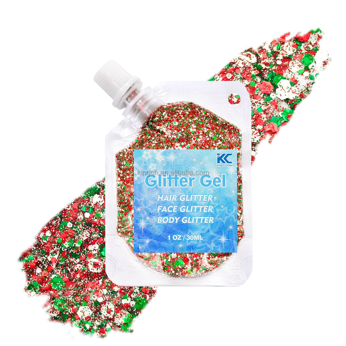product us warehouses christmas hair glitter gel for childrens and womens body sequins with snowflakes and stars random free eye gem-7
