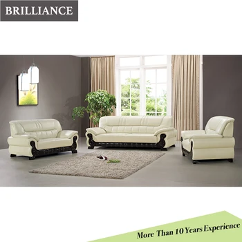 Wooden Leg Leather Sofa Set Design White Color Sofa Sets for Living Room Modern Office Furniture European Style Sectional Sofa